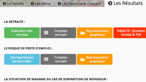 Capture d'écran de l'onglet présentant les différents résultats